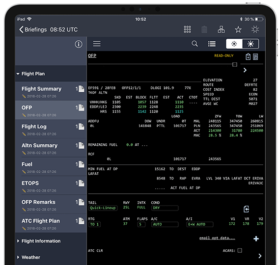 Electronic Flight Folder – Operational Flight Plan